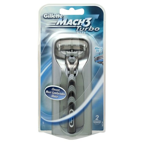 Gillette Mach 3 Turbo Razor With 2 Replacement Cartridges