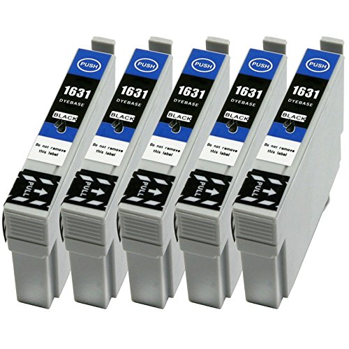 5 XL Druckerpatronen nur Schwarz ersetzen Epson T1631 Nr.16 geeignet z.B. für Epson WorkForce WF-2010, WF-2510, WF-2520, WF-2530, WF-2540, WF-2630, WF-2650, WF-2660, WF-2750, WF-2760