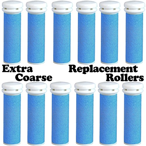 The Pedi Store EXTRA Coarse Micro Mineral Replacement Rollers Compatible with Emjoi Micro-Pedi Callous Remover for Rough Calluses (12 pack)
