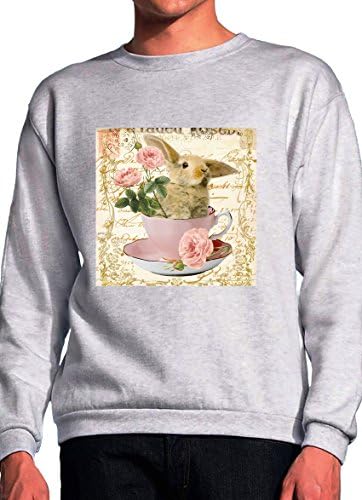 Cute Bunny Cup Vintage Design Grey Unisex Sweatshirt - X-Large