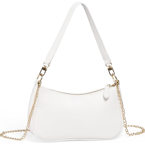 Vintage White Mini Handbag - Ladies Shoulder Tote with Zipper
