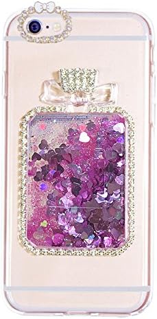 iPhone 6/6s Plus Case, MOEIDO 3D Perfume Bottle Creative Liquid Case Transparent Impact Resistant Elegant Adorable Love Heart Flowing Quicksand Luxury Bling Sequins Shiny Sparkle Glitters Clear Soft Back Protective Case for iPhone 6/6s Plus 5.5 inch, Pink