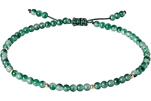 Jewboo Gemstone Foot Anklet Bracelet for Women Beaded Stone Healing Energy Crystal Beach Foot Jewelry Adjustable(8.5-10 Inches)