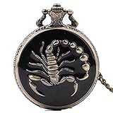 Easy Go Shopping Taschenuhr Klassische Quarz Taschenuhr Kreative Geschnitzte Runde Schwarze Herrenuhr mit Kette