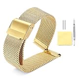Binlun Milanaise-Armband, 4 Farben (Gold, Sliver, Schwarz, Roségold) 14 Größen (8mm,10 mm, 12 mm, 13 mm, 14 mm, 15 mm, 16 mm, 17 mm, 18 mm, 19 mm, 20 mm, 21 mm, 22 mm,24mm)
