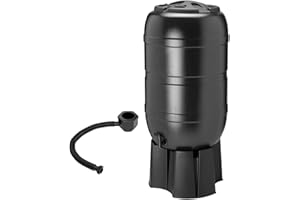 Charles Bentley 210L, Garden, Plastic Water Butt Set, Including Tap With Stand, Filler Kit, Black, Rain Saver, Lockable Lid, 3 Part Stand, 210 Litre Capacity, Space Saving (97x57x57cm)