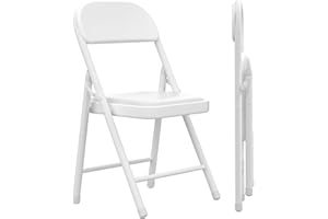 PIPIPOXER Set da 2 sedie pieghevoli in PU, sedia da ufficio pieghevole salvaspazio, Comode Sedia Pieghevole con Seduta Imbottita in Ecopelle, per Interno Esterno Bianco