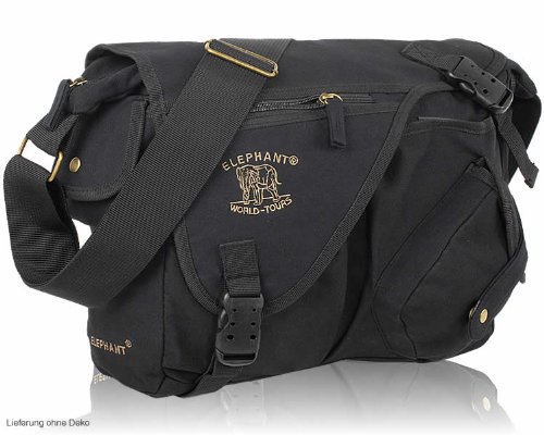 Preisvergleich Produktbild Elephant Netbook CANVAS Messenger Bag Evolution Tasche - Schwarz NEU