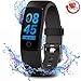 Price comparison product image MorePro Waterproof Fitness Tracker, Color Screen Activity Tracker with Heart Rate Blood Pressure Monitor, Wearable Smart Bracelet Pedometer Watch with Sleep Monitor for Woman Men Kids (Deep Black)