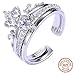 Produktbild Damen Ring BBYaki Schmuck, Mode Einfach S925 Silber Krone Paar Ring, Valentinstag Geburtstag Beste Geschenk für Ihre Lieben