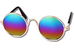 EROSPA® Sonnenbrille Hunde Welpen Katze - Metallrahmen Bronze - Gläser Verspiegelt Multicolor - 8 cm