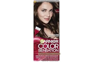 Garnier Color Sensation Coloration, Châtain 4.0, Coloration Crème Permanente, Tous Types de Cheveux, Couleur jusqu'à 10 Semaines & Couvre les Cheveux Blancs 100%