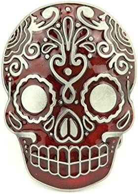 YONE Mexican Katrina Skull Belt Buckle Red