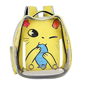 Aswadh Pet Cat Dog Carrier Bag Transparent Pet Backpack for Small Pet Yellow