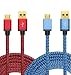 Produktbild Micro USB Kabel Nylon, BeneStellar (Rot & Blau 3m* 2) High Speed USB 2.0 A Male auf Micro B Synchronisations und Ladekabel für Kindle, PS4/XBOX Controller, Samsung, Huawei, HTC, Sony, Nexus, Xiaomi und mehr.