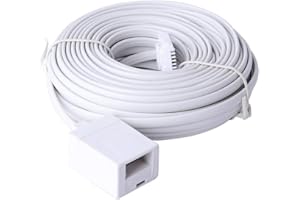 ERHUO 25m BT to BT Extension 4 wire Flat Home Telephone Phone Cable Lead Cable Extension Cable for BT UK Landline Phone Cord Home & Office Fax (25m)