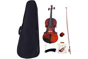 Bonnlo Full Size 4/4 Acoustic Violin, Case Bow Rosin Strings Tuner Shoulder Rest Natural Fiddle for Adults & Beginners & Teen Kids 11+, Solid Wood