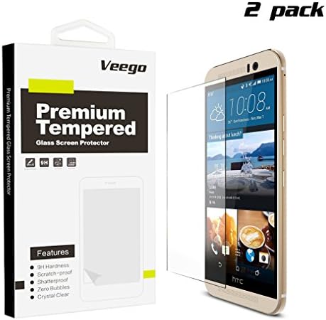 [2 Pack] HTC One M9 Screen Protector, Veego Shockproof Anti-Fingerprint [Bubble Free] Easy Installation Ballistic Tempered Glass Screen Protector for HTC One M9 with Application Kit – Lifetime Warranty