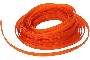 MOCNT 3mm PET Erweiterbar Geflochtener Kabelschlauch Flexibel Selbstschließender Kabelschutz Kabelmanagement Hülse Geflechtschlauch Isolierschlauch Rohr Kfz Auto Orange 10Meter