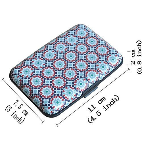 Explore Land Slim Aluminum and ABS RFID Blocking Credit Card Case RFID Shield Travel Wallet with 8 Slots for Bank Debit, ID, ATM, Cards against Scanning (Kaleidoscope)
