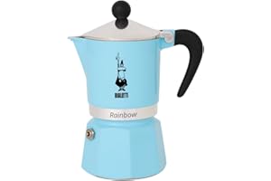 Bialetti 5042 Rainbow Caffettiera Colorata, Alluminio, Azzurro, 3 Tassen, Hellblau, Himmelblau