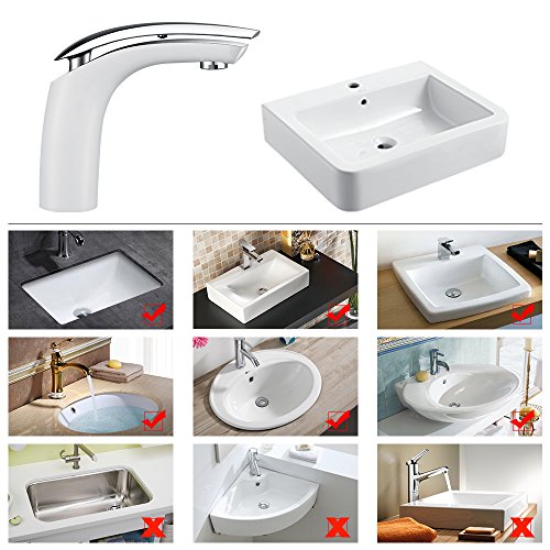 Homelody Weiß Chrom Wasserhahn Waschbecken Armatur Mischbatterie Bad Einhebelmischer Badarmatur Waschtischarmatur f.badzimmer - 3