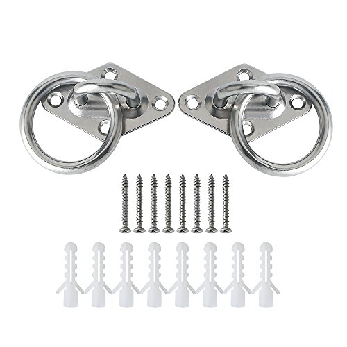 Preisvergleich Produktbild Sayayo Lenker Radaufhängung Deckenleuchte Haken Hängematte Swing Haken mit Dehnschrauben, Edelstahl Chrom gefertigt, 1 Paar, EDD007-2P