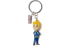 DIFUZED Fallout Vault Boy & Logo 3D Metal Keychain (Ke255707Fal) Porte-clés, 9 cm, Bleu (Blue)