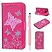Produktbild Handyhülle für Samsung Galaxy S8 Plus, Leder Hülle Tasche Case für Samsung Galaxy S8 Plus, ZCRO Schön Bunt Schmetterling Blumen Muster Schutzhülle für Samsung Galaxy S8 Plus Leder Handyhülle Etui Flip Case Cover Kartenfach Standfunktion Geldbörse Design Hüllen Magnet Bookstyle Kunstleder Schutz Schale Ledertasche Handytasche mit Glitzer Stift für Samsung Galaxy S8 Plus (Rose Rot)