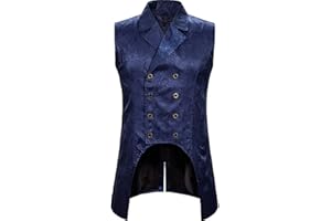 Vagbalena Chaleco Victoriano Steampunk Vintage de Corte Largo Esmoquin de Doble Botonadura Ropa de Performance gótico Medieval Traje de Abrigo de Cola