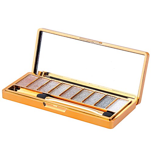 Augenschminke 9 Farben Wasserdicht Glitter Lidschatten Eyeshadow Palette mit Pinsel Style 6 - 3