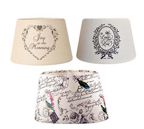 RUND Lampenschirm Stoff Textil Leinen Shabby Chic Landhaus Lampe Schirm NEU (Live for Love)
