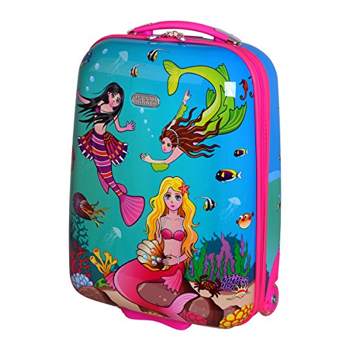 Preisvergleich Produktbild Karry Kinder Koffer Kinderkoffer Reisetrolley Reisekoffer Trolley Hartschalen Handgepäck Bordgepäck Handgepäckkoffer Mädchen LED Skater Rollen Meerjungfrau