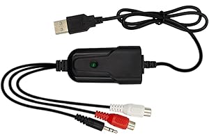 Jerilla USB 2.0 Audio Capture Card Grabber per Cassette a Convertitore MP3, 3,5 mm, Interfaccia Stereo R/L Compatibile con Windows XP/7/8/10 e Mac OS 10.14