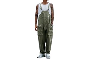Oanviso Salopette Uomo Overalls Elasticità Salopette in Denim Casual Pantaloni Strappati Loose Fit Moda Ragazzo Jumpsuit Pagliaccetti da Lavoro con Bretelle