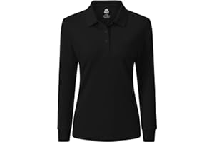 AjezMax Damen Poloshirt Baumwolle Golf Wintershirt Langarm Oberteile Sports Training Polo mit Kragen