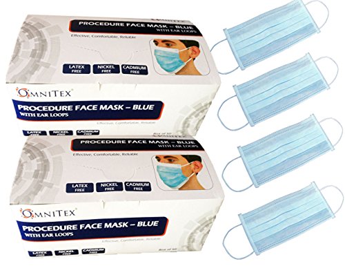 Omnitex Surgical Face Masks With Earloop 3 Ply (CE Marked), Pack of 100