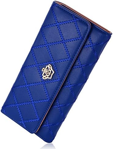 PU Leather Wallet Crown Wonem Ladies Girls Purse,Long Fashion Crown Female'sHandbag Money Bag (Darkblue)