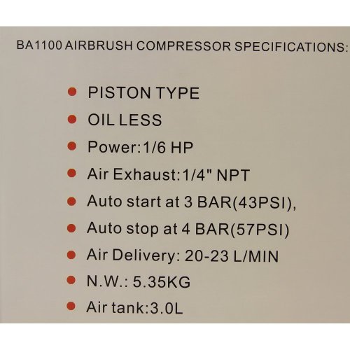 BA1100 Airbrush Compressor