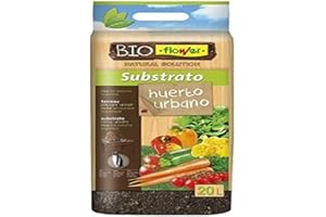Flower - Sustrato Huerto Urbano Ecológico | Enriquecido con Guano Natural | Ideal para Hortalizas y Plantas Culinarias | Compatible con Fertilizante Plantas Verdes, 30x5x55 cm, Sustrato