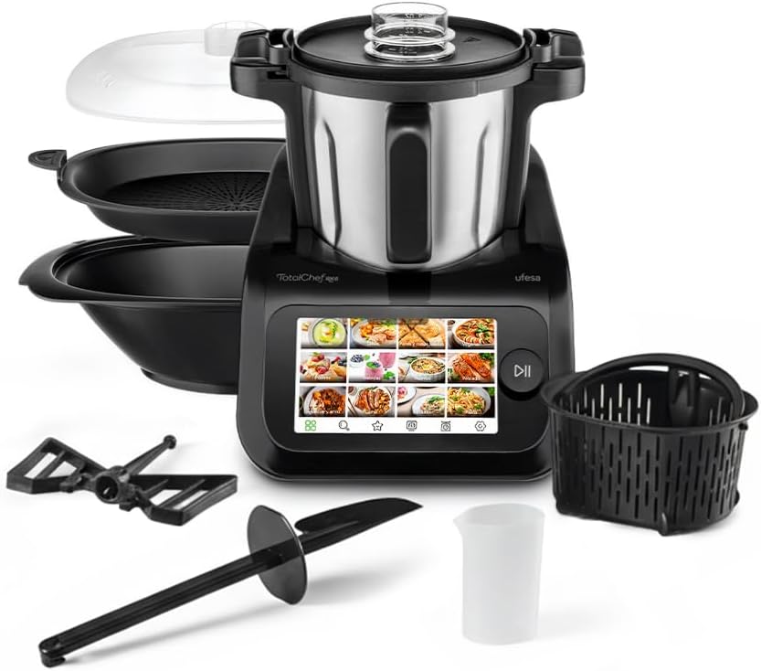Ufesa TotalChef RK6 Robot da Cucina Multifunzione Intelligente, Display Digitale 7”, WIFI, 30 Funzioni, Caraffa in Acciaio Inox, 3,5 L, Bilancia Integrata, 15 Programmi, Accessori