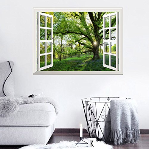 UNIQUEBELLA Vinyl Mauer 3D Fensterblick selbstklebende Wandsticker Wandtattoo Wandbilder Aufkleber Landschaft Wand deko 61x81cm - 9