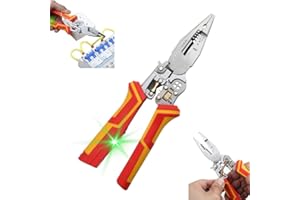 HEYIDAMAI Abisolierzange mit Strommessfunktion, 9 in 1 Zange Elektriker, Multifunktionszange für Elektriker, Multifunktionale Abisolierzange, Spannungsprüfer Zange Kabelschere zum Abisolieren,Wickeln,Spalten