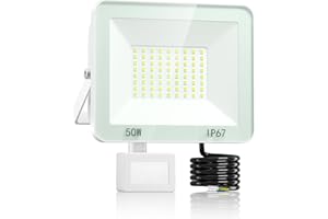 VRTOGTHE Foco LED Con Sensor De Movimiento - 50W 5000LM Foco LED Con Sensor De Movimiento, IP67 Impermeable y 3 Modos De Movimiento, Focos LED Exterior para Jardín, Patio, Garaje, Fábrica, Calle