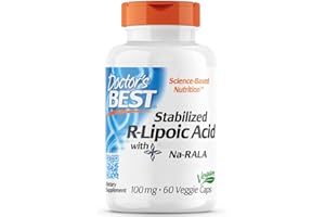 Doctor's Best, Stabilized R-Lipoic-Acid (Acido R-Lipoico Stabilizzato), 100mg, 60 Capsule vegane, Sodio, Testato in Laboratorio, Senza Soia, Senza Glutine, Non-GMO