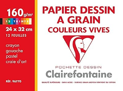 Clairefontaine - 96770C - Pochette de 12 Feuilles - Maxi Format - 24 x 32 cm - Dessin Couleur Vives