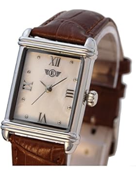 Damen-Armbanduhr, rechteckiges Lederband, PS