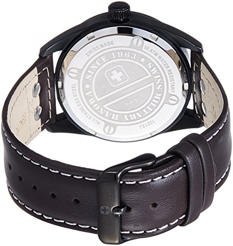Swiss Military Sergeant Men's Quartz Watch with Black Dial Analogue Display and Brown Leather Strap 6-4181.13.007.05