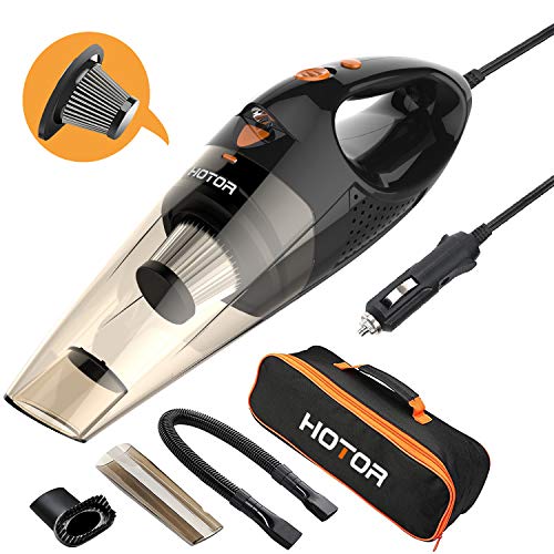 HOTOR Corded Car Vacuum Cleaner with LED Light, DC12-Volt Wet/Dry Portable Handheld Auto Vacuum Cleaner for Car,16.4 Feet (5 Meters) Power Cord with Carry Bag