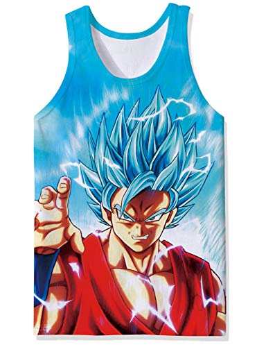 OPCOLV Camiseta de Tirantes para Hombre Camiseta de Tirantes clásica Estampada Camiseta de Tirantes de Color Camiseta de Tirar de Dragon Ball Z Camiseta sin Mangas de Super Saiyan de Super Saiyan